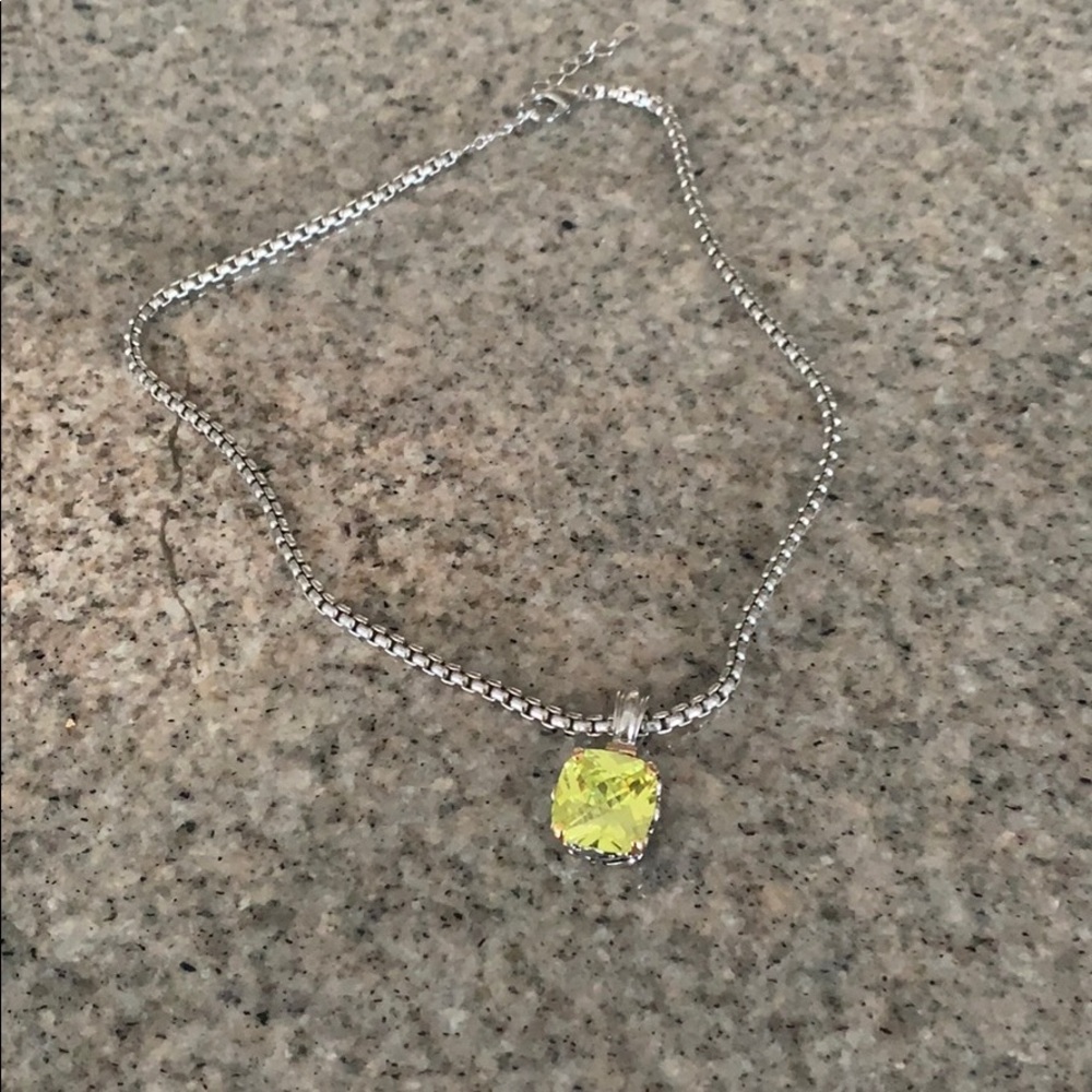 Silver and precious stone necklace